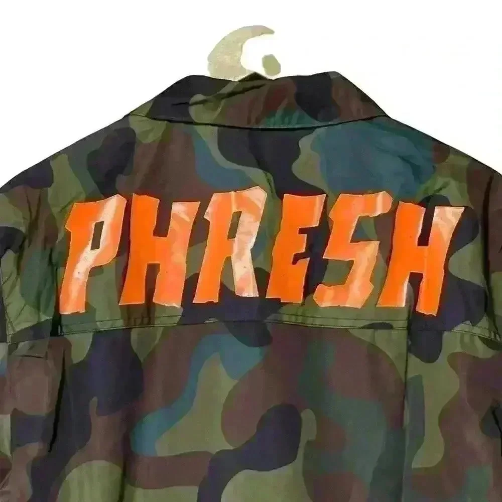 Kleep Camo Coach Jacket M Snap Front Logo Streetwear NWT